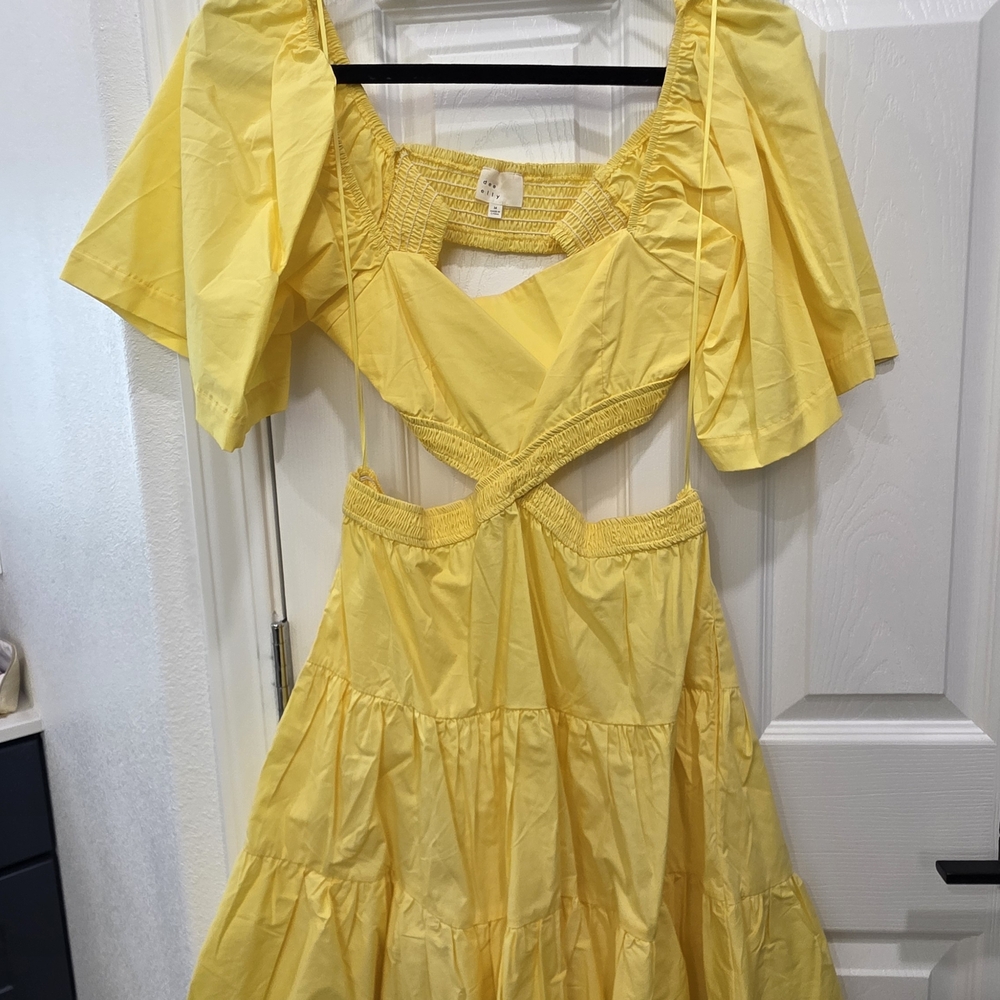 Vici Yellow Tiered Cutout Mini Dress - Picture 3 of 5